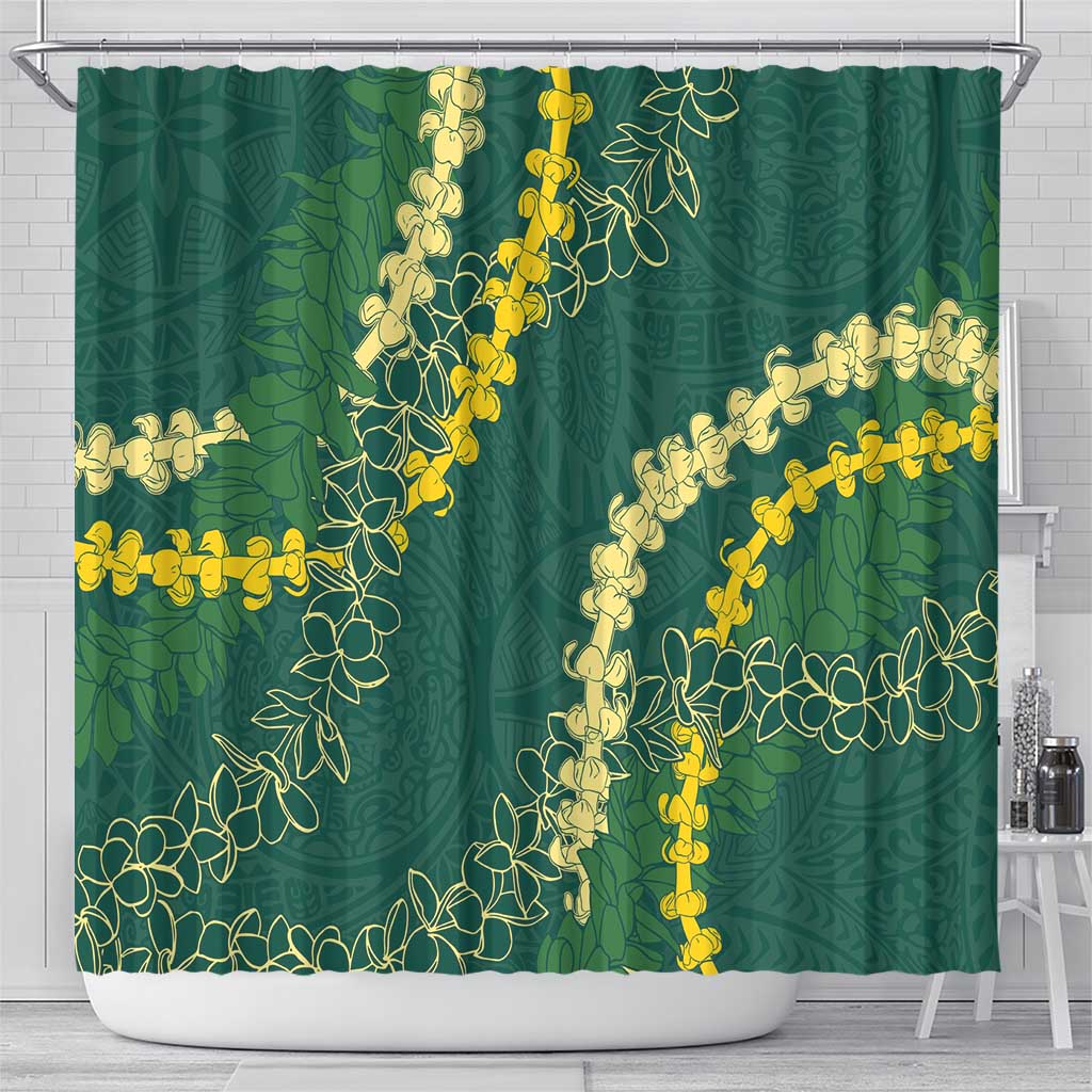 Hawaii Puakenikeni - Maile Lei Shower Curtain Sage Green