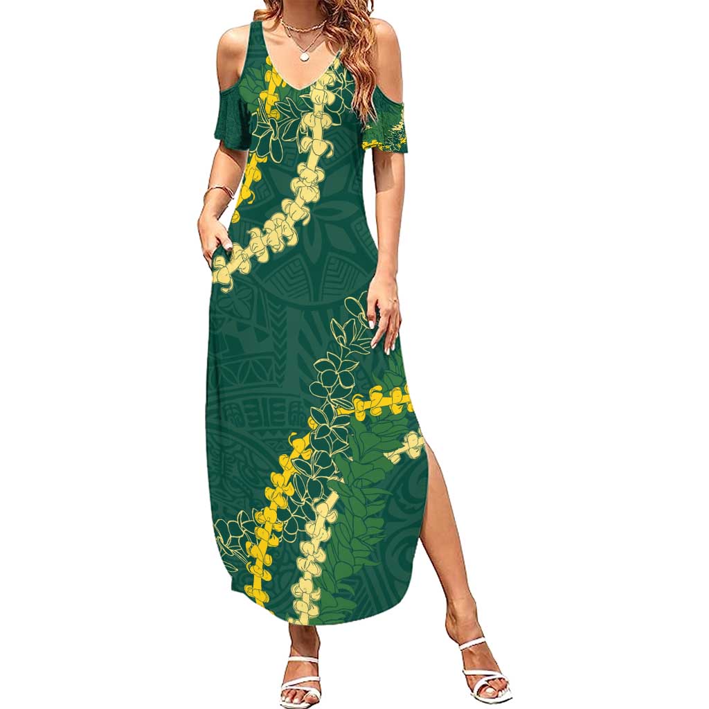 Hawaii Puakenikeni - Maile Lei Summer Maxi Dress Sage Green