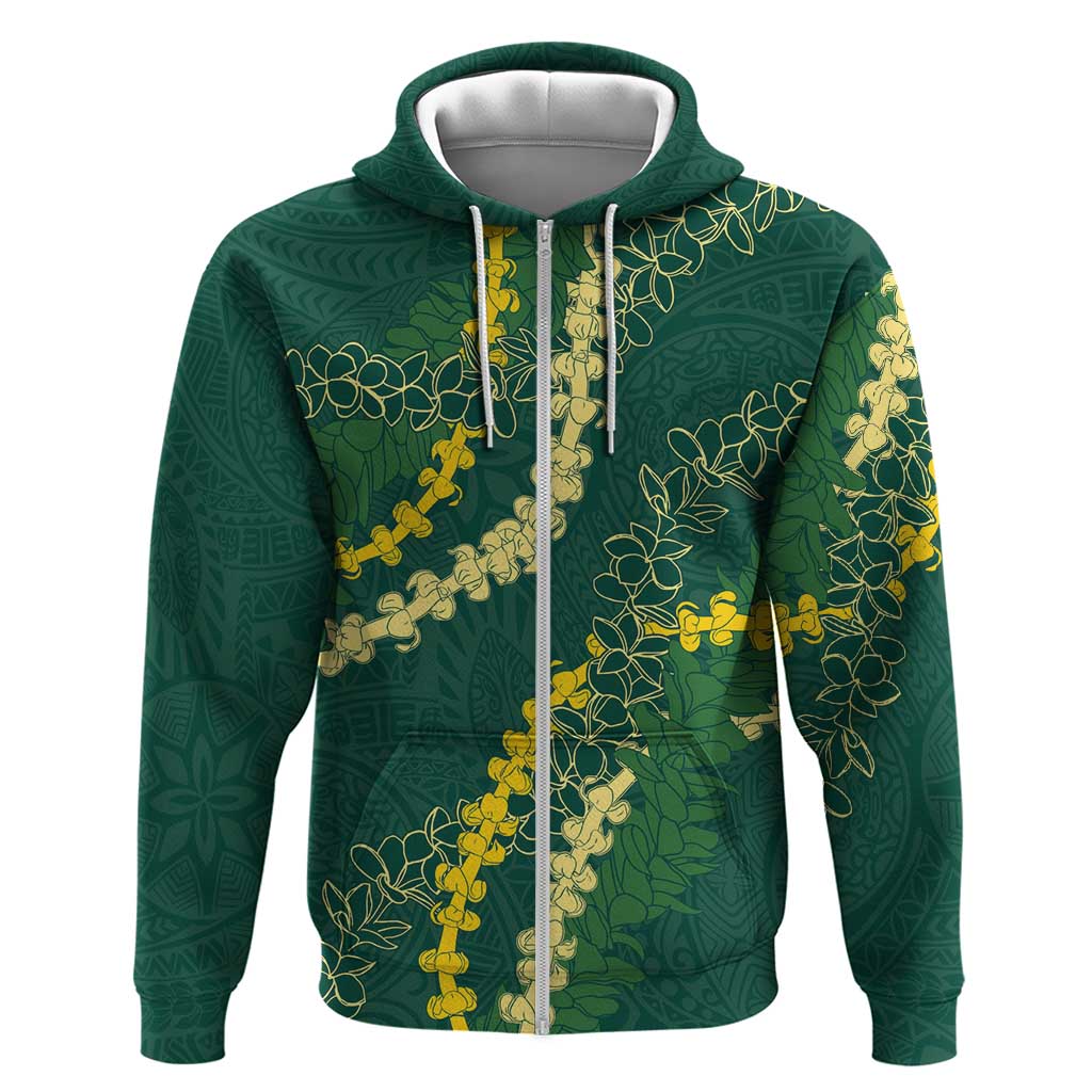 Hawaii Puakenikeni - Maile Lei Zip Hoodie Sage Green