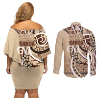 Samoa Siapo Classic Motif Couples Matching Off Shoulder Short Dress and Long Sleeve Button Shirt Manuia le tuto’atasi o Samoa Independence