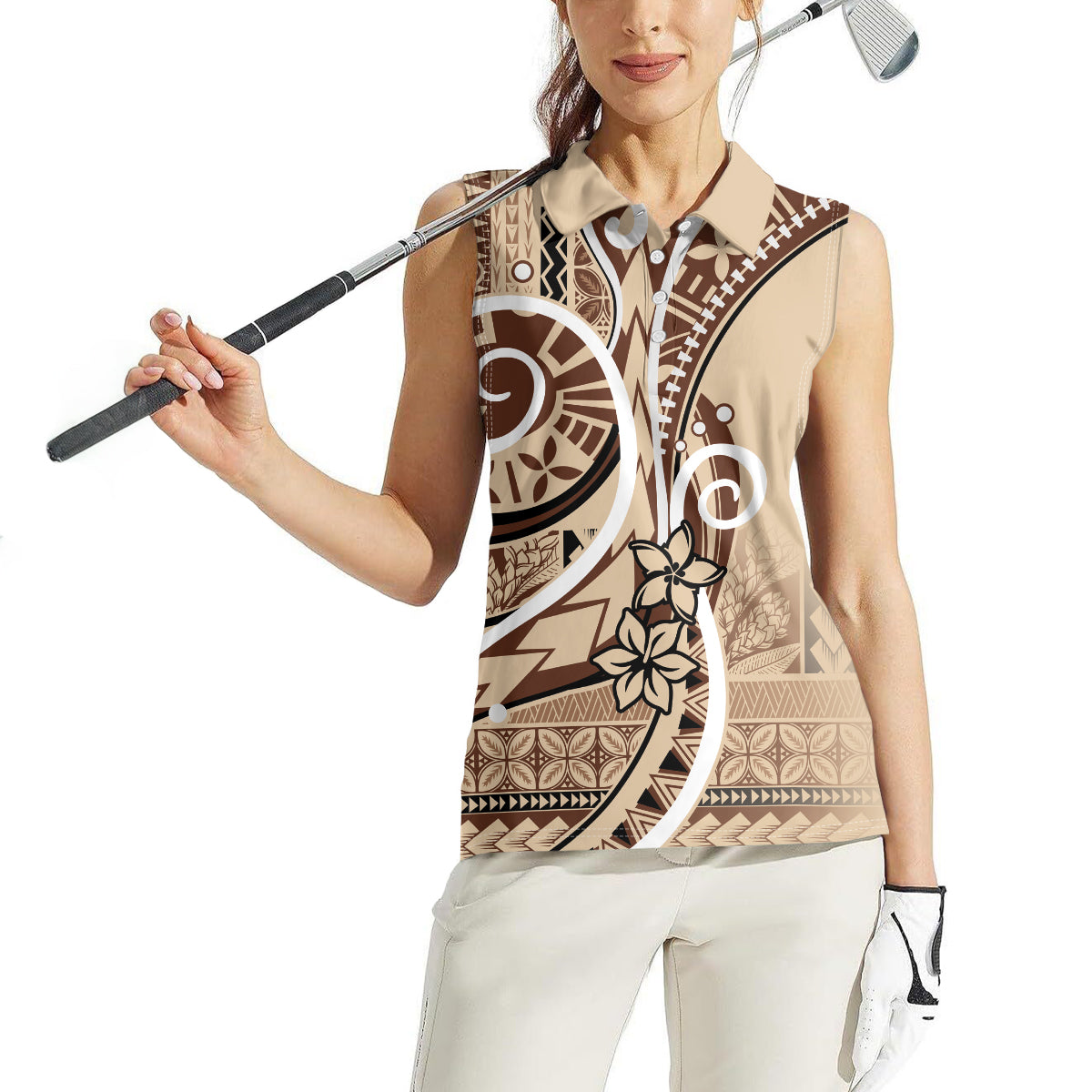 Samoa Siapo Classic Motif Women Sleeveless Polo Shirt Manuia le tuto’atasi o Samoa Independence