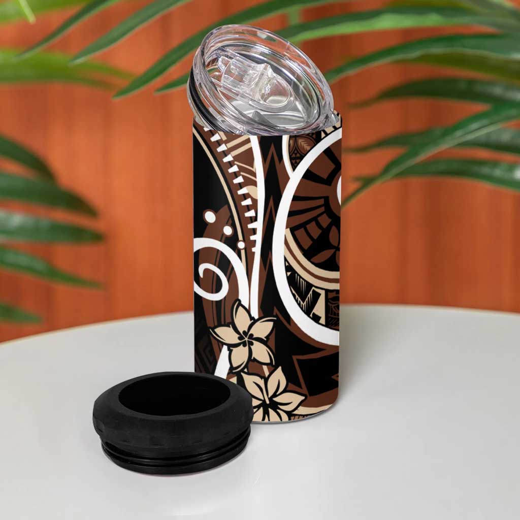 Samoa Siapo Classic Motif 4 in 1 Can Cooler Tumbler Manuia le tutoatasi o Samoa Independence Black Style