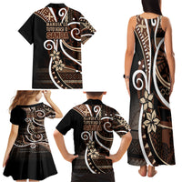 Samoa Siapo Classic Motif Family Matching Tank Maxi Dress and Hawaiian Shirt Manuia le tuto’atasi o Samoa Independence Black Style