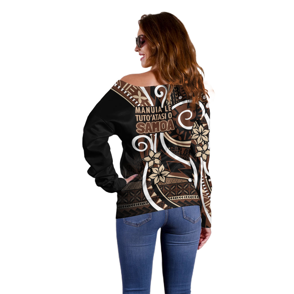 Samoa Siapo Classic Motif Off Shoulder Sweater Manuia le tuto’atasi o Samoa Independence Black Style