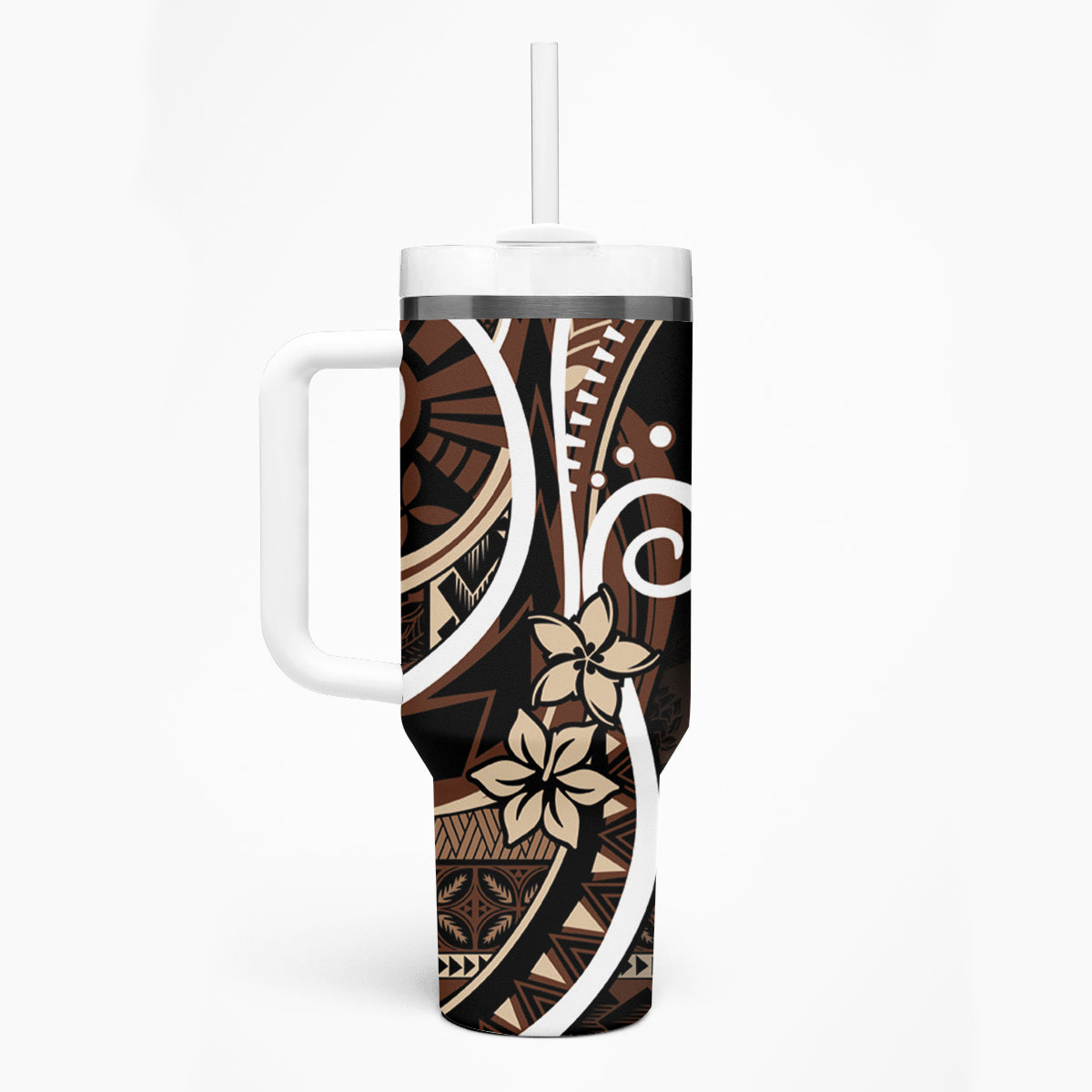 Samoa Siapo Classic Motif Tumbler With Handle Manuia le tutoatasi o Samoa Independence Black Style