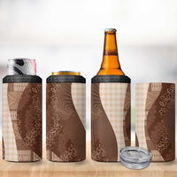 Polynesian Tribal Pattern Patchwork Picturesque 4 in 1 Can Cooler Tumbler Mocha