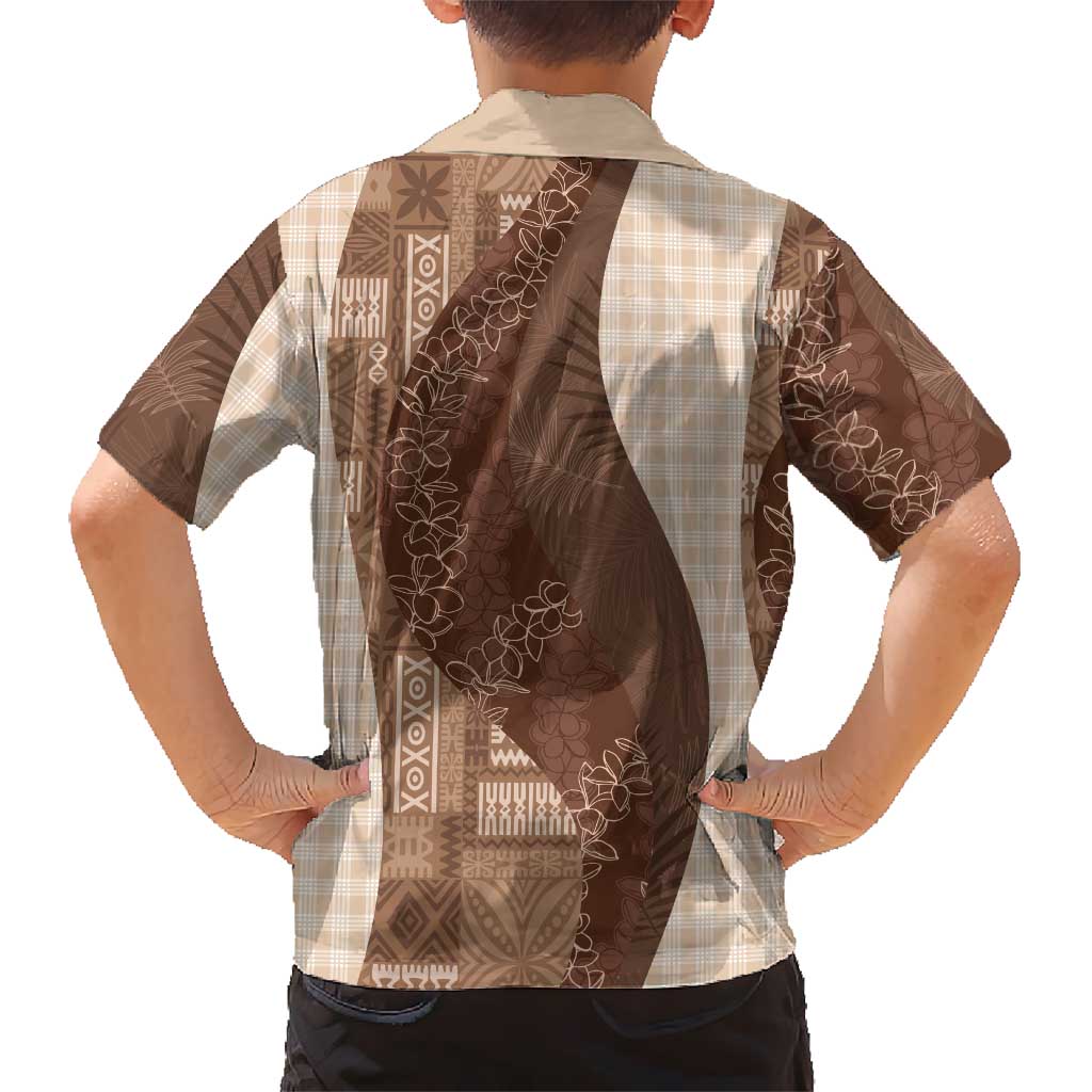 Polynesian Tribal Pattern Patchwork Picturesque Family Matching Mermaid Dress and Hawaiian Shirt Mocha