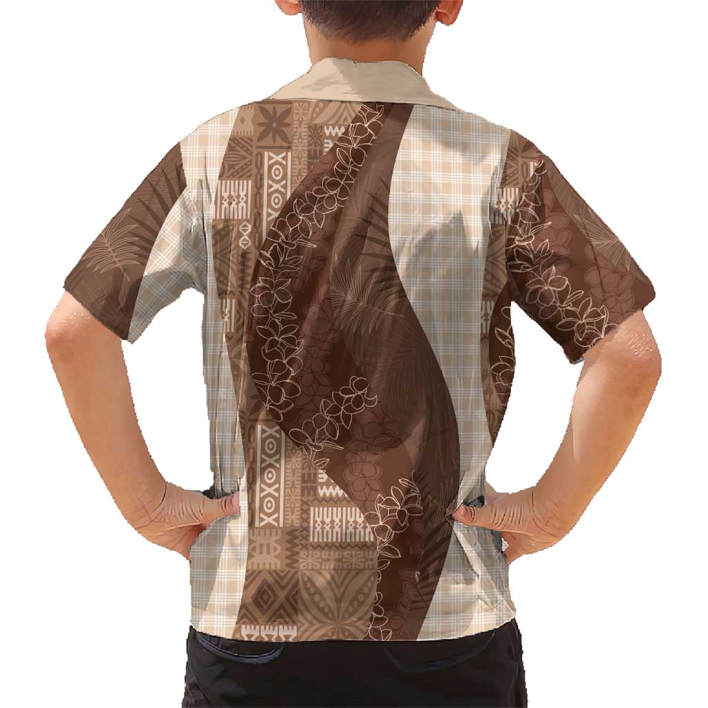Polynesian Tribal Pattern Patchwork Picturesque Hawaiian Shirt Mocha