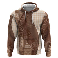 Polynesian Tribal Pattern Patchwork Picturesque Hoodie Mocha