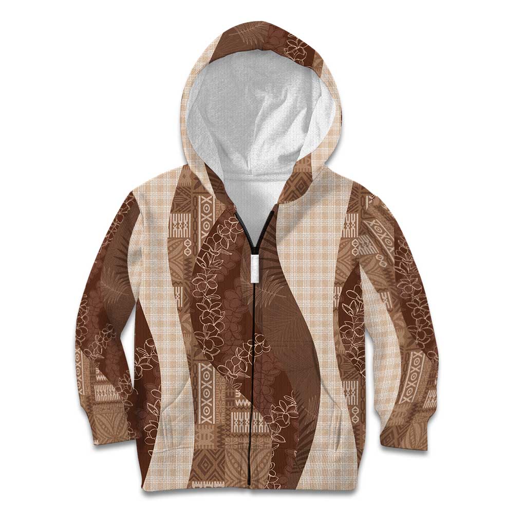 Polynesian Tribal Pattern Patchwork Picturesque Kid Hoodie Mocha