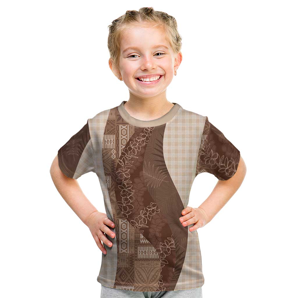 Polynesian Tribal Pattern Patchwork Picturesque Kid T Shirt Mocha