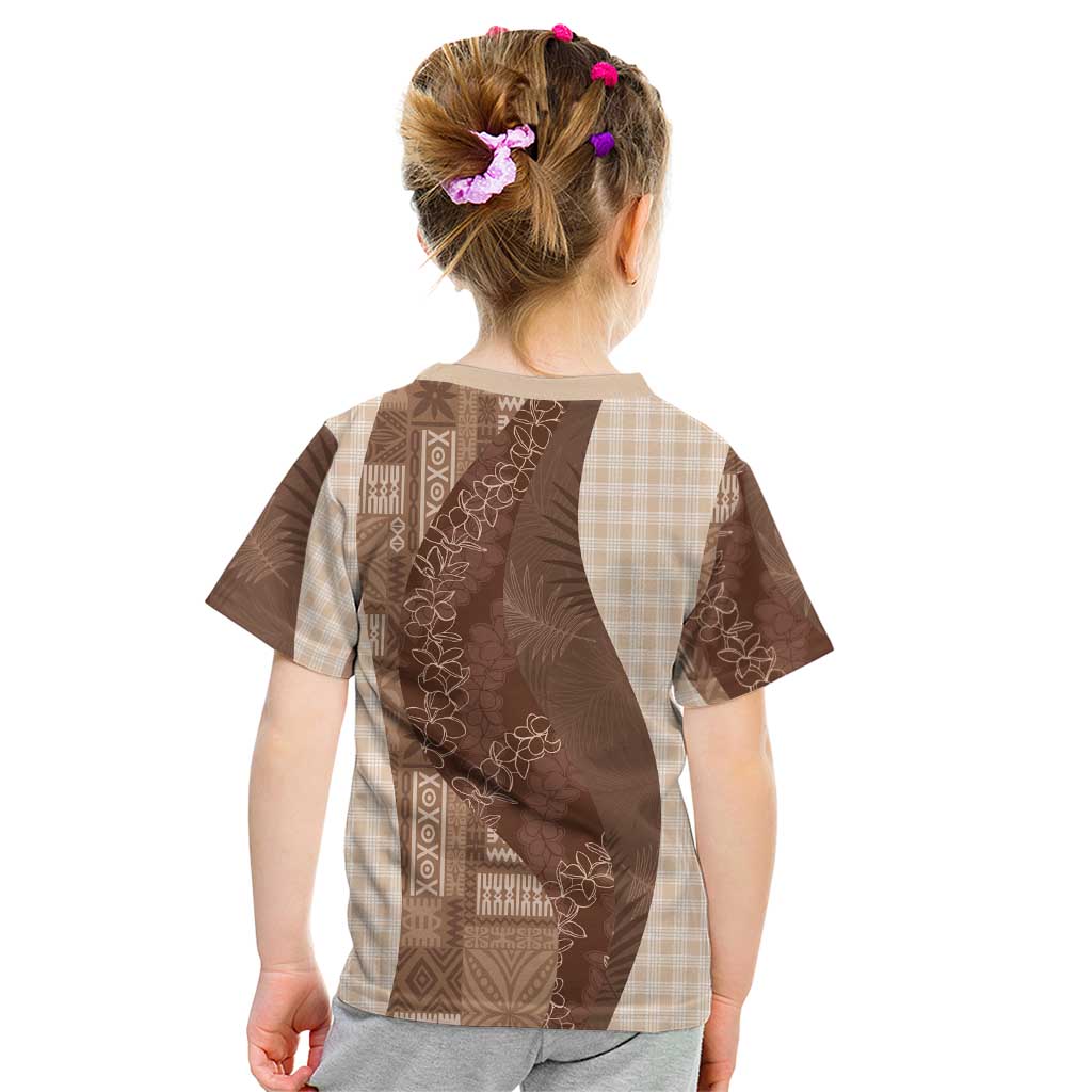 Polynesian Tribal Pattern Patchwork Picturesque Kid T Shirt Mocha