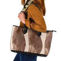 Polynesian Tribal Pattern Patchwork Picturesque Leather Tote Bag Mocha
