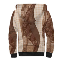 Polynesian Tribal Pattern Patchwork Picturesque Sherpa Hoodie Mocha