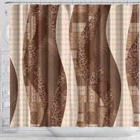 Polynesian Tribal Pattern Patchwork Picturesque Shower Curtain Mocha