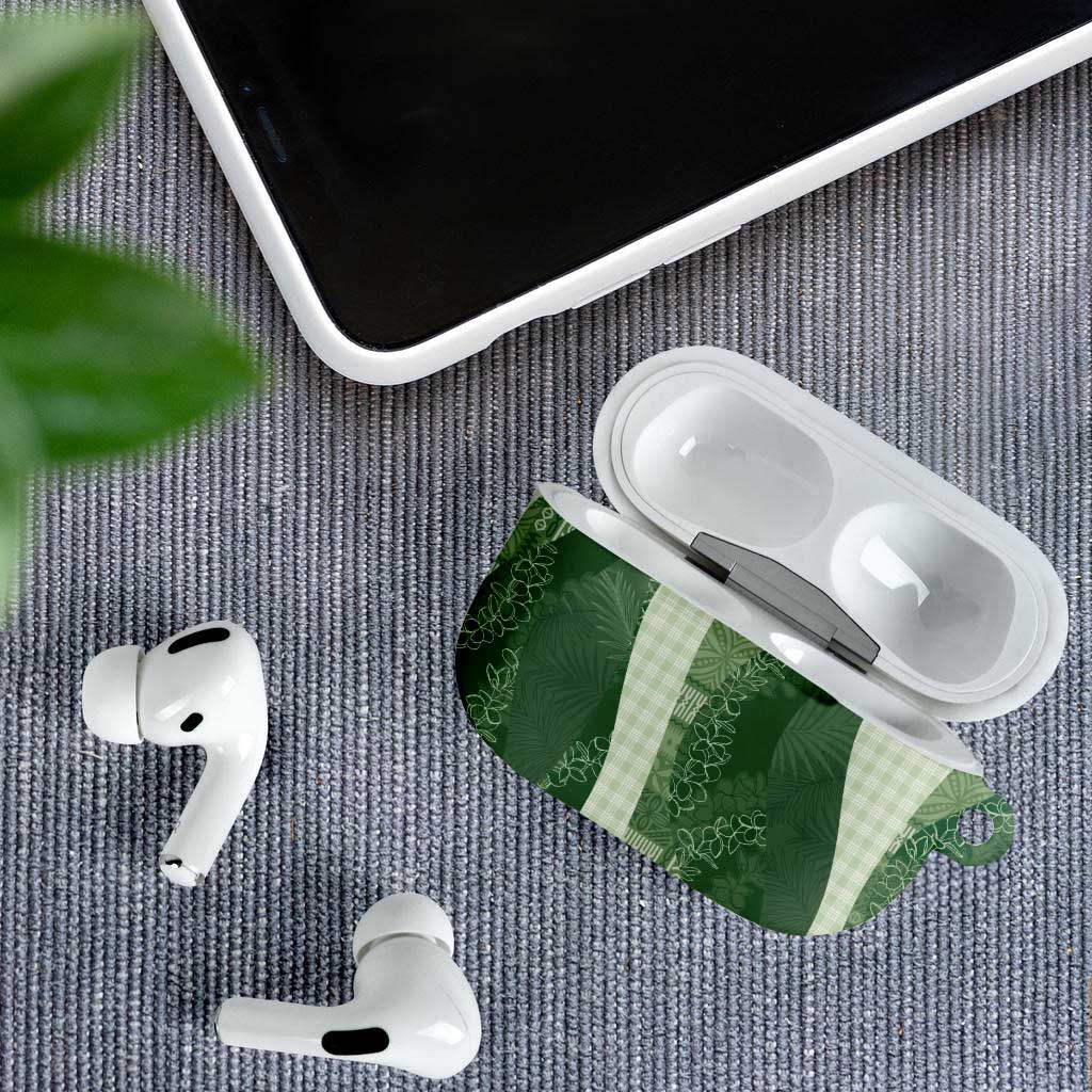 Polynesian Tribal Pattern Patchwork Picturesque AirPods Case Sage Green
