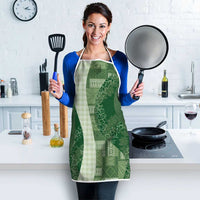 Polynesian Tribal Pattern Patchwork Picturesque Apron Sage Green
