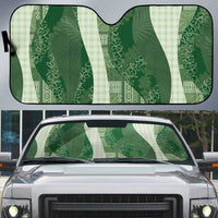 Polynesian Tribal Pattern Patchwork Picturesque Auto Sun Shade Sage Green