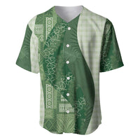 Polynesian Tribal Pattern Patchwork Picturesque Baseball Jersey Sage Green