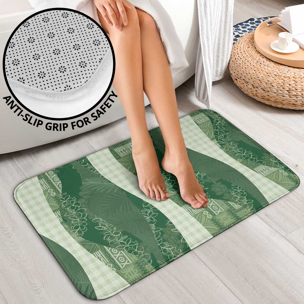 Polynesian Tribal Pattern Patchwork Picturesque Bathroom Set Sage Green