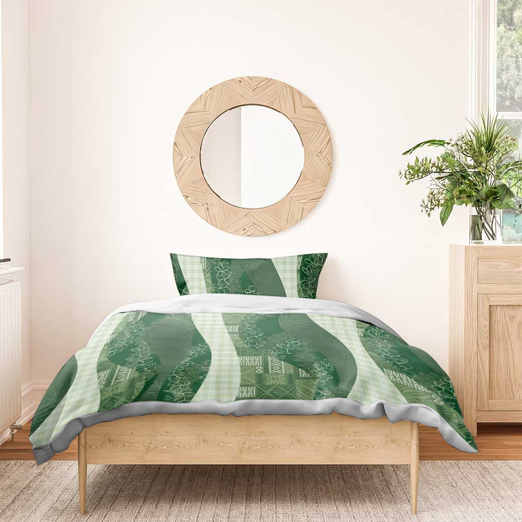 Polynesian Tribal Pattern Patchwork Picturesque Bedding Set Sage Green