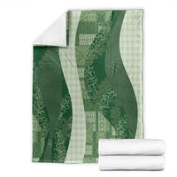 Polynesian Tribal Pattern Patchwork Picturesque Blanket Sage Green