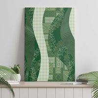 Polynesian Tribal Pattern Patchwork Picturesque Canvas Wall Art Sage Green