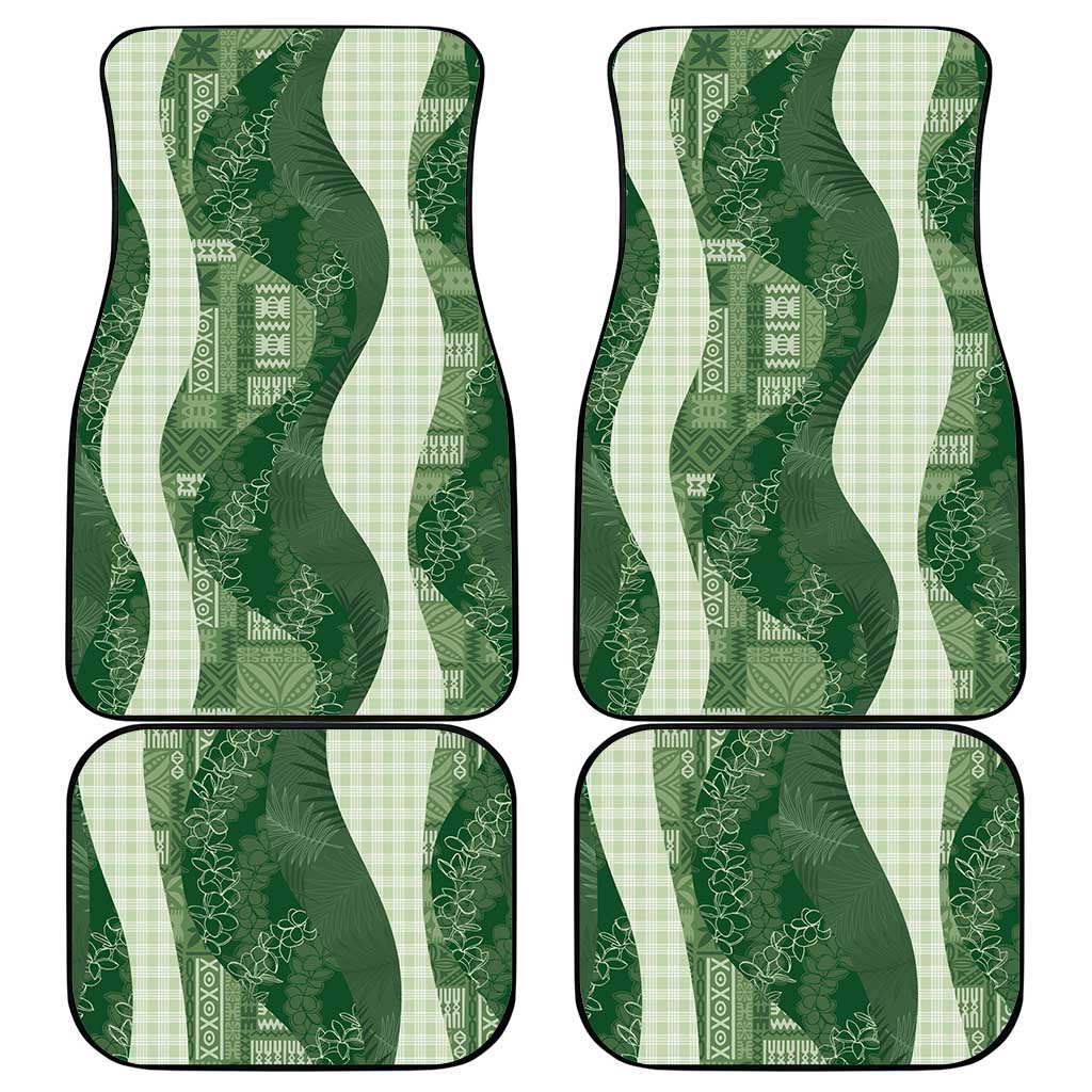 Polynesian Tribal Pattern Patchwork Picturesque Car Mats Sage Green