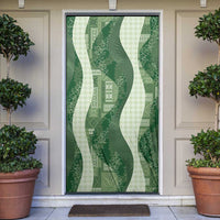 Polynesian Tribal Pattern Patchwork Picturesque Door Cover Sage Green