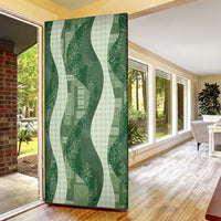 Polynesian Tribal Pattern Patchwork Picturesque Door Cover Sage Green