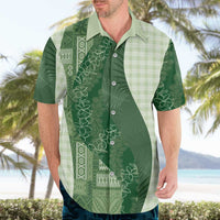 Polynesian Tribal Pattern Patchwork Picturesque Hawaiian Shirt Sage Green