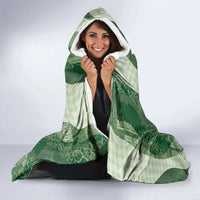 Polynesian Tribal Pattern Patchwork Picturesque Hooded Blanket Sage Green