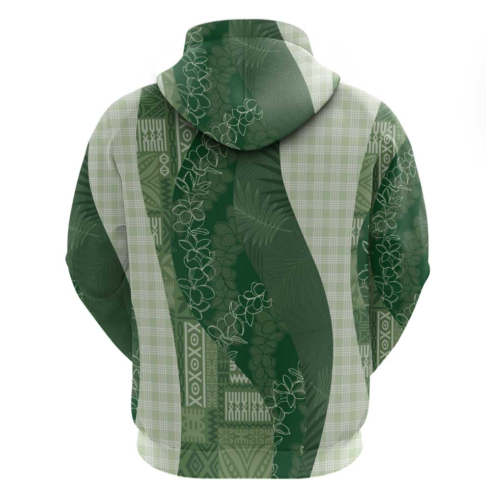 Polynesian Tribal Pattern Patchwork Picturesque Hoodie Sage Green
