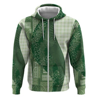 Polynesian Tribal Pattern Patchwork Picturesque Hoodie Sage Green