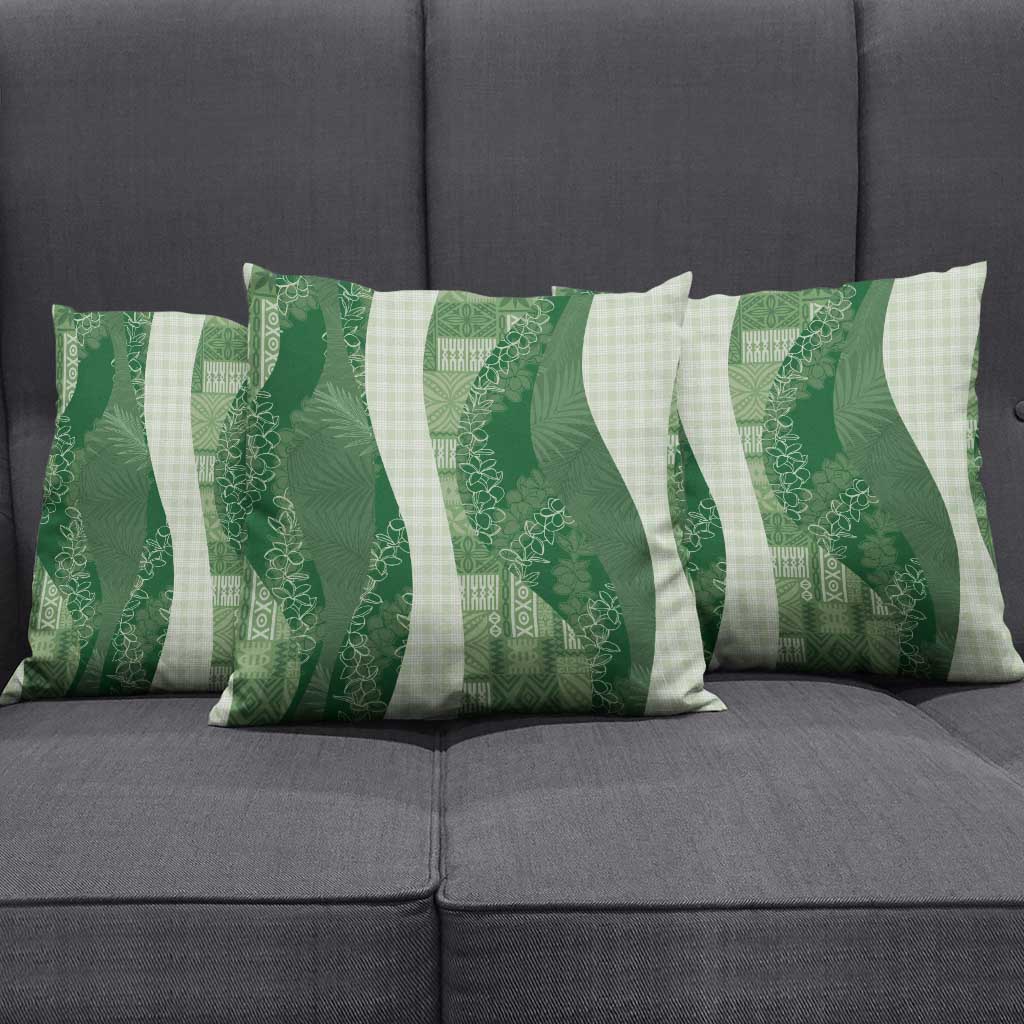 Polynesian Tribal Pattern Patchwork Picturesque Pillow Cover Sage Green