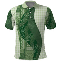 Polynesian Tribal Pattern Patchwork Picturesque Polo Shirt Sage Green