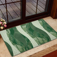 Polynesian Tribal Pattern Patchwork Picturesque Rubber Doormat Sage Green