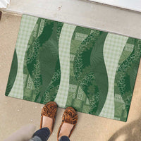 Polynesian Tribal Pattern Patchwork Picturesque Rubber Doormat Sage Green