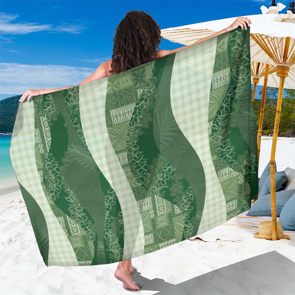 Polynesian Tribal Pattern Patchwork Picturesque Sarong Sage Green