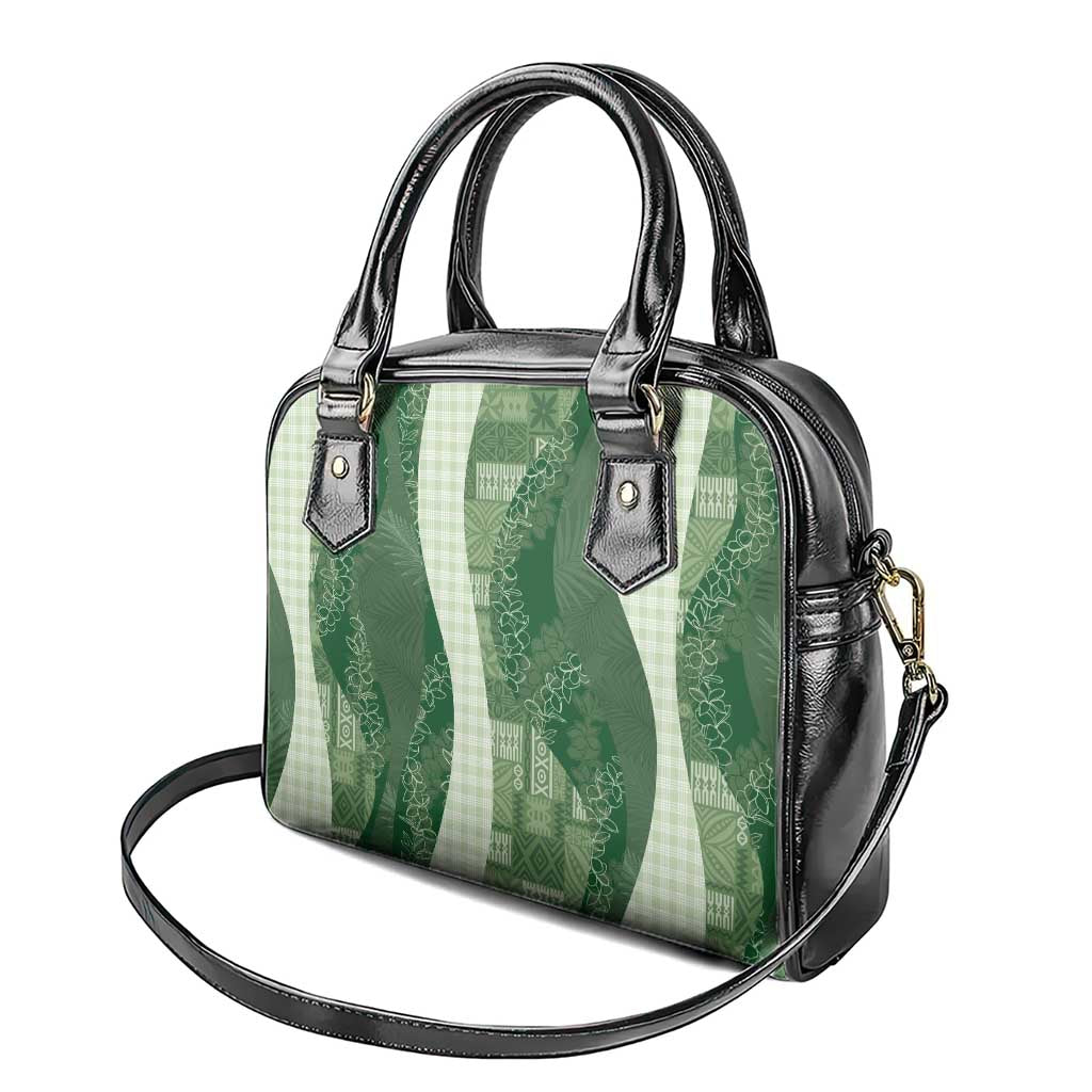 Polynesian Tribal Pattern Patchwork Picturesque Shoulder Handbag Sage Green