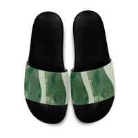 Polynesian Tribal Pattern Patchwork Picturesque Slide Sandals Sage Green