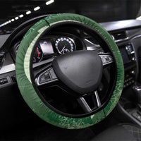 Polynesian Tribal Pattern Patchwork Picturesque Steering Wheel Cover Sage Green