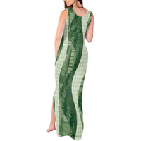 Polynesian Tribal Pattern Patchwork Picturesque Tank Maxi Dress Sage Green