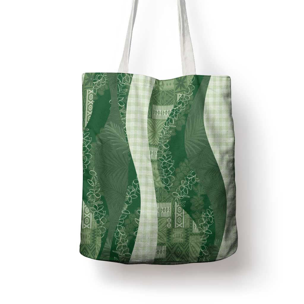 Polynesian Tribal Pattern Patchwork Picturesque Tote Bag Sage Green