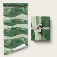 Polynesian Tribal Pattern Patchwork Picturesque Wrapping Paper Sage Green