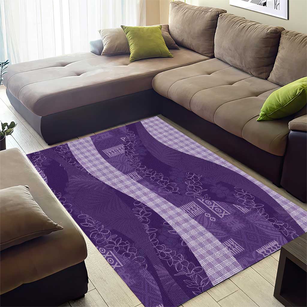 Polynesian Tribal Pattern Patchwork Picturesque Area Rug Deep Violet