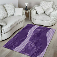 Polynesian Tribal Pattern Patchwork Picturesque Area Rug Deep Violet