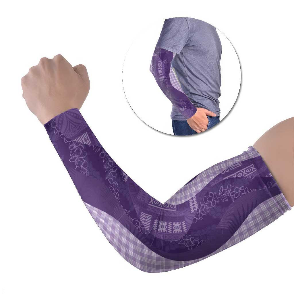 Polynesian Tribal Pattern Patchwork Picturesque Arm Sleeves Deep Violet