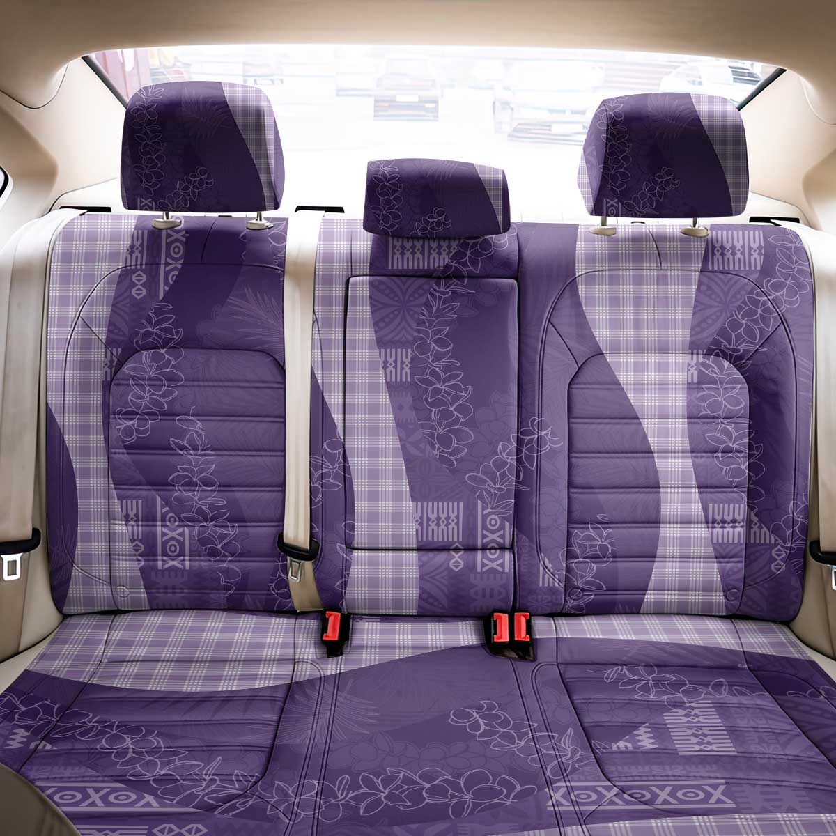 Polynesian Tribal Pattern Patchwork Picturesque Back Car Seat Cover Deep Violet