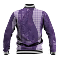 Polynesian Tribal Pattern Patchwork Picturesque Baseball Jacket Deep Violet